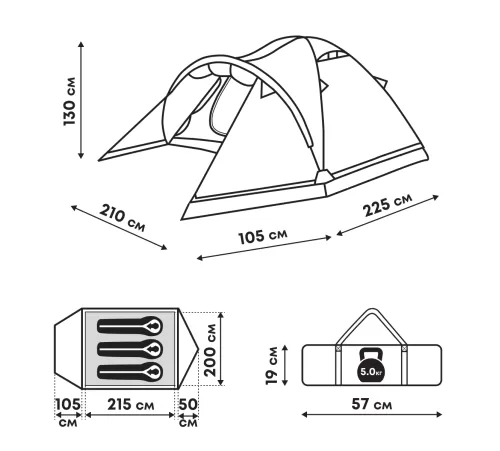 Палатка RSP River 3 Blue (3-х мест.)  фото в интернет-магазине Travers