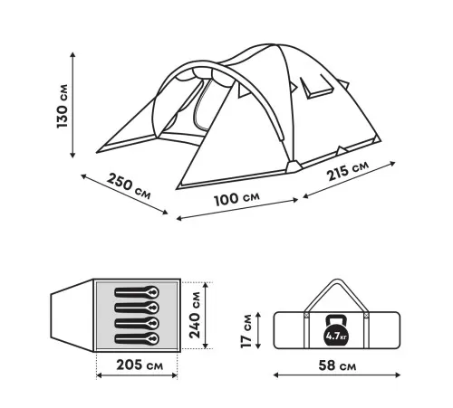 Палатка RSP Deep 4 Green (4-х мест.)  фото в интернет-магазине Travers